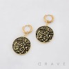 PAIR OF FLORAL FILIGREE CIRCLE DANGLE 316L SURGICAL STEEL HUGGIE/HOOP EARRINGS 